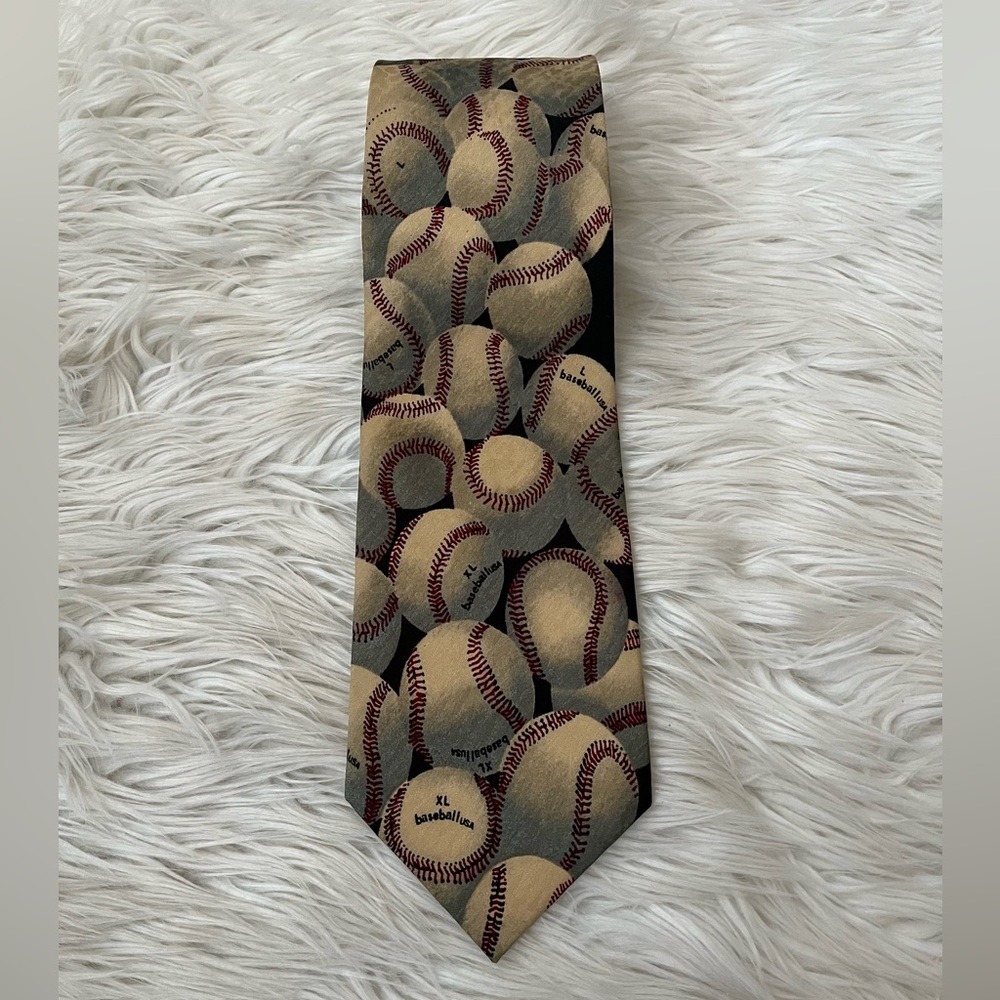 {A. Rogers Designed} Baseball Print Neck Tie - Men's One Size